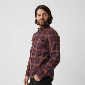 Fjällräven Skog Shirt Men's Medium Slim Fit Blue Plaid Flannel Button Down